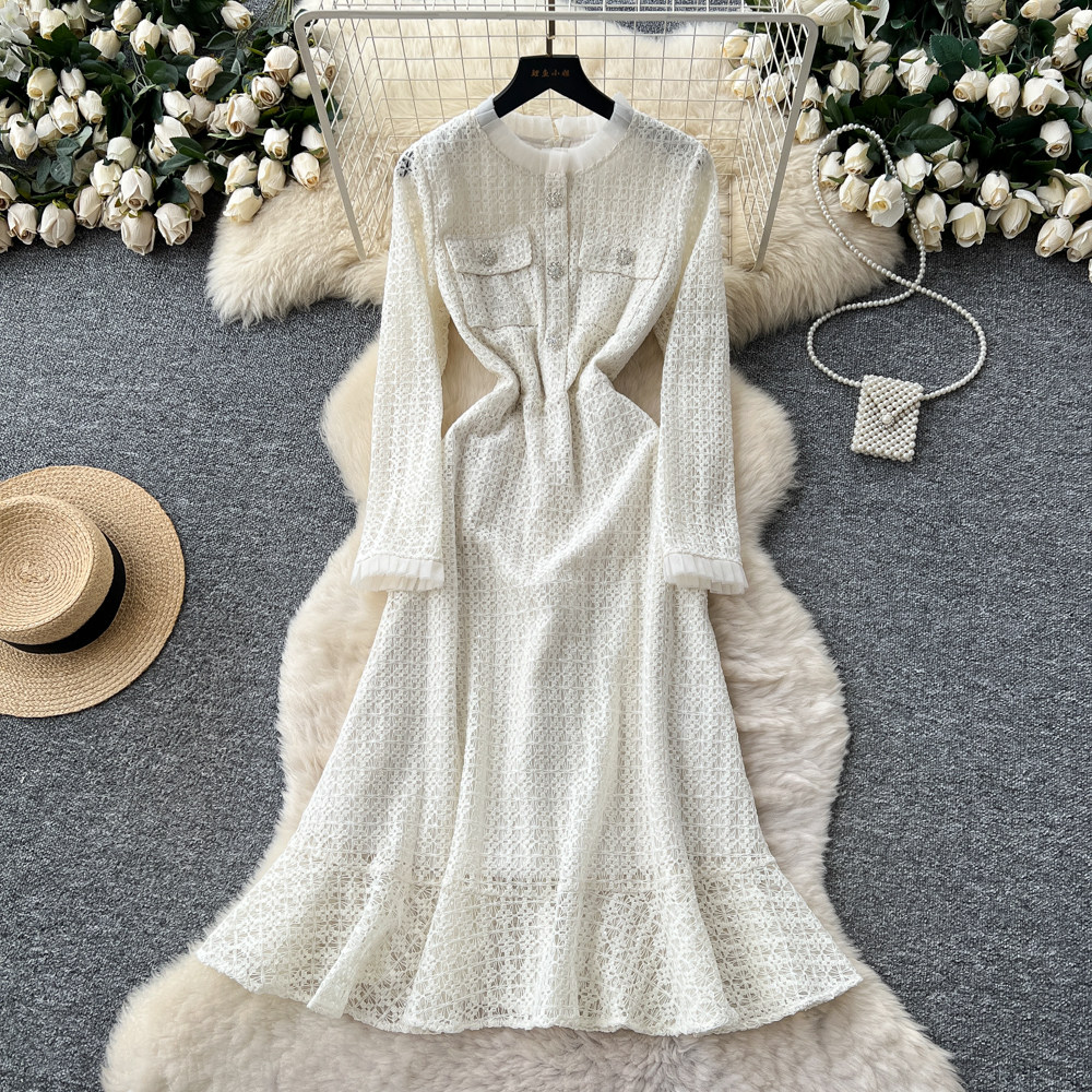 knee length dresses for ladies Elegant Short White Knee-length Lace Homecoming Dresses with Sleeves main image 1