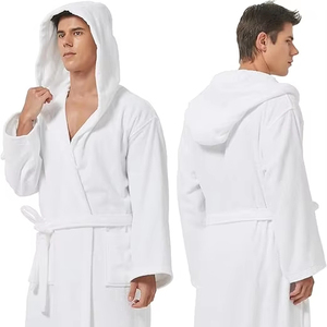 Abito classico da <span class=keywords><strong>donna</strong></span> da uomo <span class=keywords><strong>con</strong></span> <span class=keywords><strong>cappuccio</strong></span> <span class=keywords><strong>accappatoio</strong></span> 100% cotone spugna lunghezza al ginocchio per uso alberghiero - Product Image 1