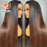 Peluca de Cabello Humano Liso Vietnamita 13x6 HD sin Pegamento, de Alta Calidad, con Color Degradado, para Mujer, Peluca de Cabello Virgen 13x4