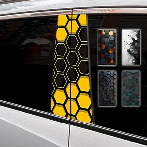 Offre Spéciale 2 pièces nid d'abeille voiture fenêtre autocollants décalcomanies côté B pilier voiture autocollants vinyle voitures nid d'abeille décalcomanie garniture Wrap <span class=keywords><strong>Auto</strong></span> - Product Image 1