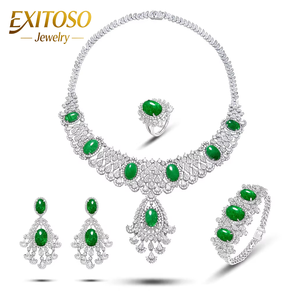EXITOSO <strong>Emerald</strong> Luxury African <strong>Jewelry</strong> <strong>Sets</strong> for Women Wedding Party Zircon Crystal Dubai Bridal <strong>Jewelry</strong> <strong>Set</strong> Gift - Product Image 1