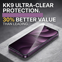 Protection d'écran en verre trempé sans bordure super résistant KK9 pour iPhone 17 18, bords incurvés 2.5D, anti-rayures, anti-traces de doigts