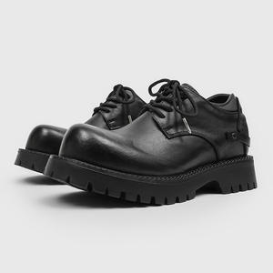 Chaussures en cuir véritable pour hommes, style britannique, tendance, formelles, à lacets, bout pointu, Derby, mariage, automne, motif uni, confort - Product Image 1