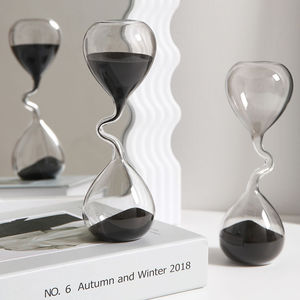 Thiết kế đường cong đồng hồ cát màu đen phong cách Bắc Âu trang trí nội thất thủy tinh thủ công đơn giản phụ kiện bàn nội thất Quà Tặng đồng hồ cát thẩm mỹ - Product Image 1