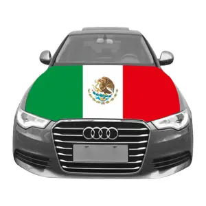 Bandeira elástica lavável do capuz do carro, design personalizado do logotipo da bandeira impermeável do capuz do carro do méxico