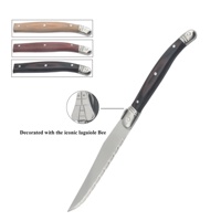Ustensile d'extérieur couteau à Steak dentelé manche en bois ensemble de couverts 6 pièces couteau à Steak laguna avec boîte en bois