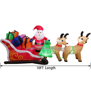 Personalizado 10 pies inflable Santa trineo 3D renos luces LED impermeable ecológico Navidad patio decoración jardín césped - Product Image 2