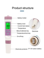 Testeur de qualité de l'eau d'aquarium multi-paramètres 7 en 1, stylo de mesure du pH, du TDS, du salin, du ORP pour bassin et aquarium
