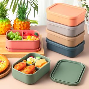Custom Logo Bpa Free Silicone Snack <b>Box</b> Kids Food Storage School Non Spill 2 <b>Compartments</b> Bento <b>Lunch</b> <b>Box</b> Heatable - Product Image 4