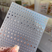Autocollants adhésifs pour ongles Celebrity Starburst, étoiles 3D dorées et argentées, croissant de lune, mini décorations en plastique pour nail art français