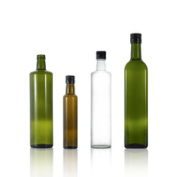 Bouteille en verre carrée vert foncé haut de gamme pour huile de cuisson Marasca avec bec verseur anti-fuite pour la gastronomie 100ml