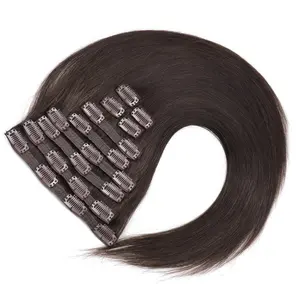 Grosir klip gratis Tak Terlihat Ins cerpelai manusia Virgin rambut Brasil klip warna sesuai vendor ekstensi rambut lurus
