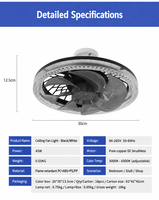Ventilateur de plafond avec lumière, douille E27, lampe LED, télécommande, trois couleurs changeantes, faible bruit, pour la maison, la chambre, l'appartement, utilisation en intérieur