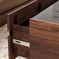Table basse en bois moderne et durable, centre de divertissement carré avec 4 tiroirs de rangement pour le salon