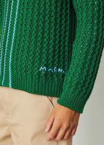 Patchwork personnalisé col rond à manches longues tricot Cardigan laine Mohair mélange hommes Jacquard pull automne sweat pour hommes - Product Image 2