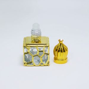Wholesale Empty 10ml UV Coated Luxury Attar Square Roll on Glass Perfume Essential <b>Oil</b> <b>Bottles</b> Arab Dubai Style - Product Image 5