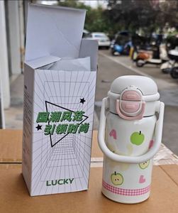 500Ml School Season Children's <b>Thermos</b> <b>Cup</b> Baby Double Drinking Pipette One-Button Open Lid Student Water Bottle With Handle - Product Image 6