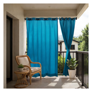 Ocean Breeze HDPE Knitted Fabric Outdoor Curtains 325 GSM with UV Resistant Heavy Duty Weave for Cool Coastal Patio Privacy - Product Image 1