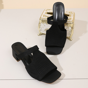 Nouvelle Arrivée – Sandales à Talons Hauts Chunky Sexy pour <span class=keywords><strong>Femme</strong></span>, Tissu Uni Tressé, Bout Ouvert, Tête Plate, Mode Voyage, Référence W-XT-12 - Product Image 5