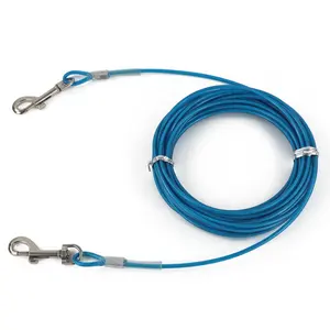 Dog Tie Cable Galvanized Steel Wire Rope With PVC Coating For All Sized Pets Great For Yard, Camping And Outdoors