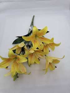 Fleur artificielle de lys de Chine simulée, bouquet de fleurs de lys au toucher réel parfumé pour la décoration intérieure - Product Image 5