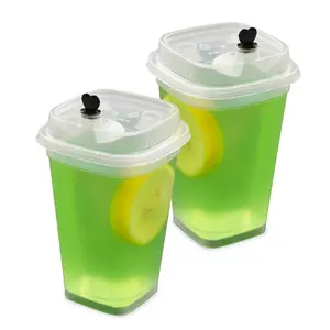 כיכר פלסטיק אריזת פירות תה ברור PP חד פעמי 400ml מיץ כוס