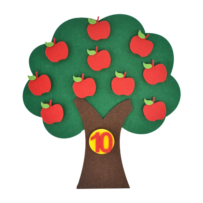 Apple Tree Kit kegiatan permainan interaktif pembelajaran dini cerita papan kain tebal untuk balita pendidikan prasekolah