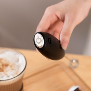 Nuevo Espumador de leche eléctrico de forma ovalada fácil de sostener, dispositivo de espuma de doble cabezal, mezclador con soporte - Product Image 3