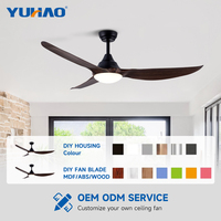 Ventilateur de plafond LED avec télécommande, moteur BLDC 58 pouces, 3 pales en ABS, pour salon, salle à manger, salle de conférence, bureau, fabrication OEM ODM