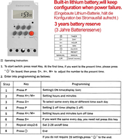 Interruptor/temporizador digital programable AC220V 25A KG316T