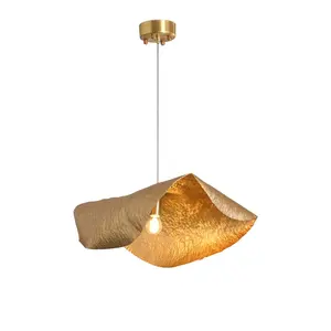 Designer model room dining room lights post-modern light luxury living room brass gold UFO simple creative bedroom pendant light