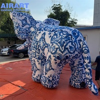 Taille personnalisée événements mascotte Animal ballon éléphant bleu gonflable avec motif imprimé