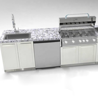 Ensemble d'armoires de cuisine en panneaux de particules en acier inoxydable, écologiques, ignifuges, avec évier, armoires de cuisine modulaires RTA