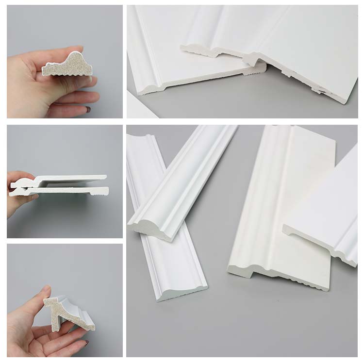 PVC PS Decorative Skirting Board White Flooring Wood Design Wall Baseboard 2.8m