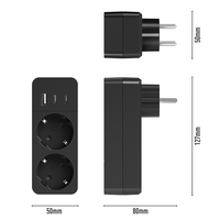 Adaptador de Enchufe Schuko Pheiyon con 2 Tomas de Corriente, 1 Puerto USB-A y 2 Puertos Tipo-C, 10A, IP20, Enchufe Compacto con Conexión a Tierra, Expansor Eléctrico para el Hogar