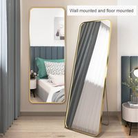 Miroir mural pleine longueur moderne et élégant en or et noir pour chambre à coucher, grand miroir de dressing