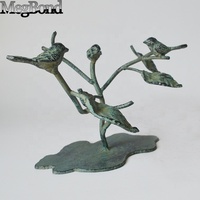Antique Verdigris Fonte Oiseaux Branche Sculpture Gravé En Métal Artisanat pour Jardin Décor À La Maison Sculpté Figurine pour Objet De Table