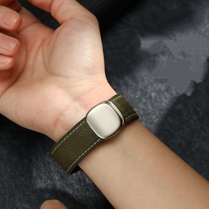 Correa <span class=keywords><strong>de</strong></span> Reloj <span class=keywords><strong>de</strong></span> Cuero Genuino con Patrón <span class=keywords><strong>de</strong></span> Espiga <span class=keywords><strong>de</strong></span> Trigo para <span class=keywords><strong>Apple</strong></span> S11 Ultra 18 20 22 mm, Correa <span class=keywords><strong>de</strong></span> Reloj Universal con Hebilla Magnética - Product Image 5