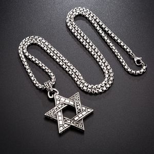 สร้อยคอรูปดาวหกแฉกสแตนเลสสำหรับผู้ชาย สไตล์ฮิปฮอป จี้รูปทรงเรขาคณิต ของขวัญเครื่องประดับ - Product Image 2