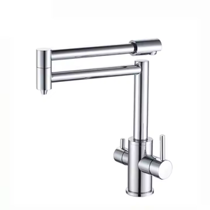 Laiton 3 voies Double bec filtre à eau pure <span class=keywords><strong>mitigeur</strong></span> chromé pont monté navire évier <span class=keywords><strong>cuisine</strong></span> pliant robinet <span class=keywords><strong>mitigeur</strong></span> - Product Image 1