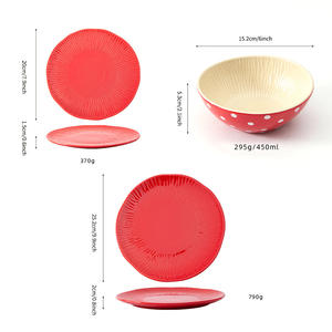 Ensemble de vaisselle en céramique de style nordique, bol et assiette rouges, vaisselle ronde pour adultes, ensemble cadeau, porcelaine blanche de haute qualité DW966B 6 DP1737B 8 10 - Product Image 5