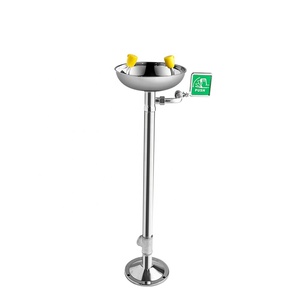 Estación <span class=keywords><strong>de</strong></span> Lavaojos <span class=keywords><strong>de</strong></span> Emergencia <span class=keywords><strong>de</strong></span> Acero Inoxidable 304 con Pedestal, Montada en el Suelo, Activación por Placa <span class=keywords><strong>de</strong></span> Presión, Tazón Abierto para Taller o Fábrica - Product Image 1