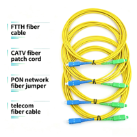 Simplex SC/APC to SC/UPC Single Mode 3.0mm 9/125 G652D Yellow PVC Fiber Patch Cord 1260-1650nm FTTH Network
