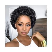 Wig 100% rambut manusia penjualan laris wig keriting potongan Pixie pendek wig renda 13*1 untuk wanita