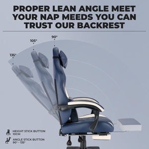 Chaises de Gamer Bleues en Gros au Meilleur Prix - <span class=keywords><strong>Black</strong></span> <span class=keywords><strong>Friday</strong></span> - Angle Réglable - Pivotant à 360 Degrés - Chaise de Jeu avec Repose-Pieds - Product Image 3