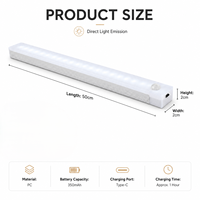 Lampu Kabinet Kristal LED Modern 50CM dengan Sensor Gerak, Dapat Diisi Ulang, 3500K Putih Hangat, Magnetik, Dapat Diredupkan, CRI Tinggi 80, untuk Lemari Pakaian