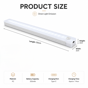 Under Cabinet <b>LED</b> <b>Light</b> 3000K Soft Warm White Touch Switch Surface Mounted Matte ABS Minimalist Design - Product Image 5