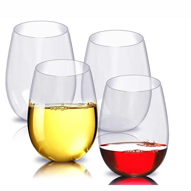 Plastic wine glasses PET Custom Unbreakable Wine Cups