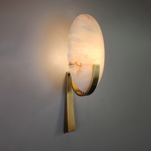 Lampe murale nordique tout en cuivre, lumière LED, design moderne, en marbre, pour chambre à coucher, salon, couloir - Product Image 3