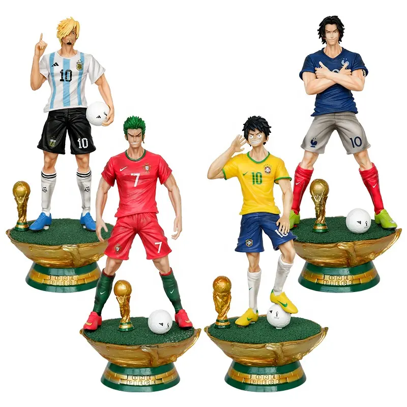 Figuras de acción de 35cm de 32cm, figura de acción de una pieza de Anime Luffy Zoro Sanji Ace Cos, figura de estrella de fútbol, modelo de PVC, regalos coleccionables